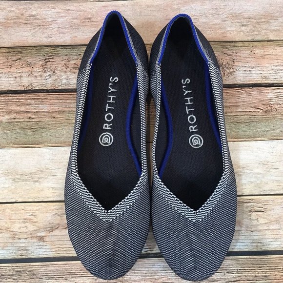 Rothys Size 9.5 The Flat Retired Birdseye Herringbone Round Toe Ballet Flat - Picture 2 of 10